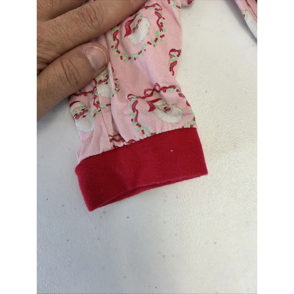 Cecil & Lou Santa Holiday Christmas Cotton Stretch Pajamas Girl Sz 7 Pink